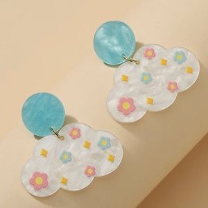 ❤️ FREE Cloud Flower Floral Boho Peasant Hipster Hippie Pop Art Deco Earrings